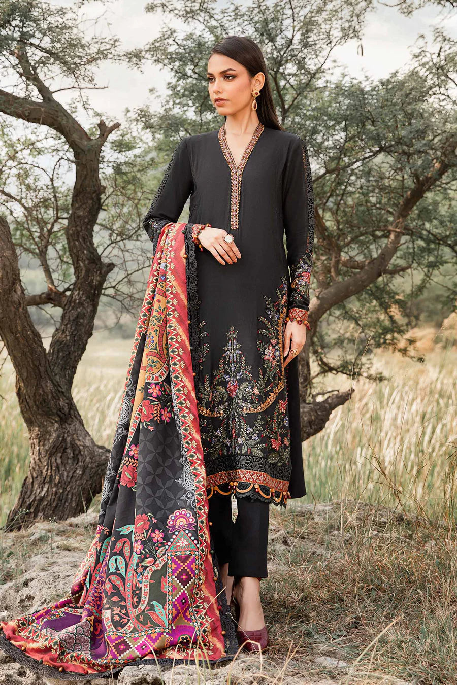 3 Piece Unstitched Printed Linen Suit | MPT-2402-B