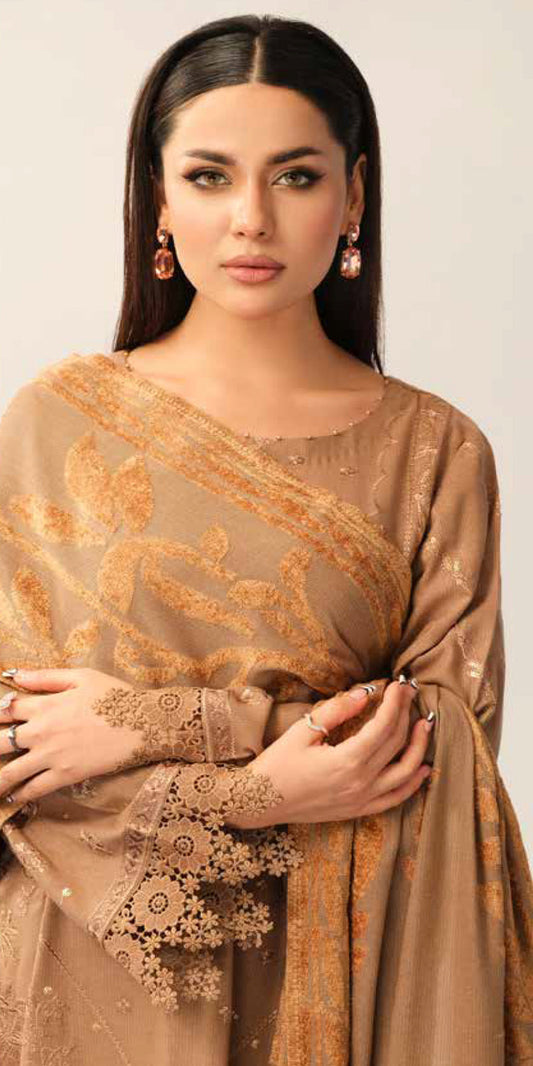 TEHZEEB embroidered leather peach -TL-321