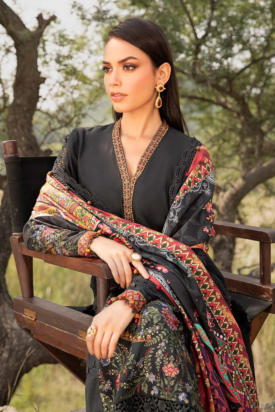 3 Piece Unstitched Printed Linen Suit | MPT-2402-B